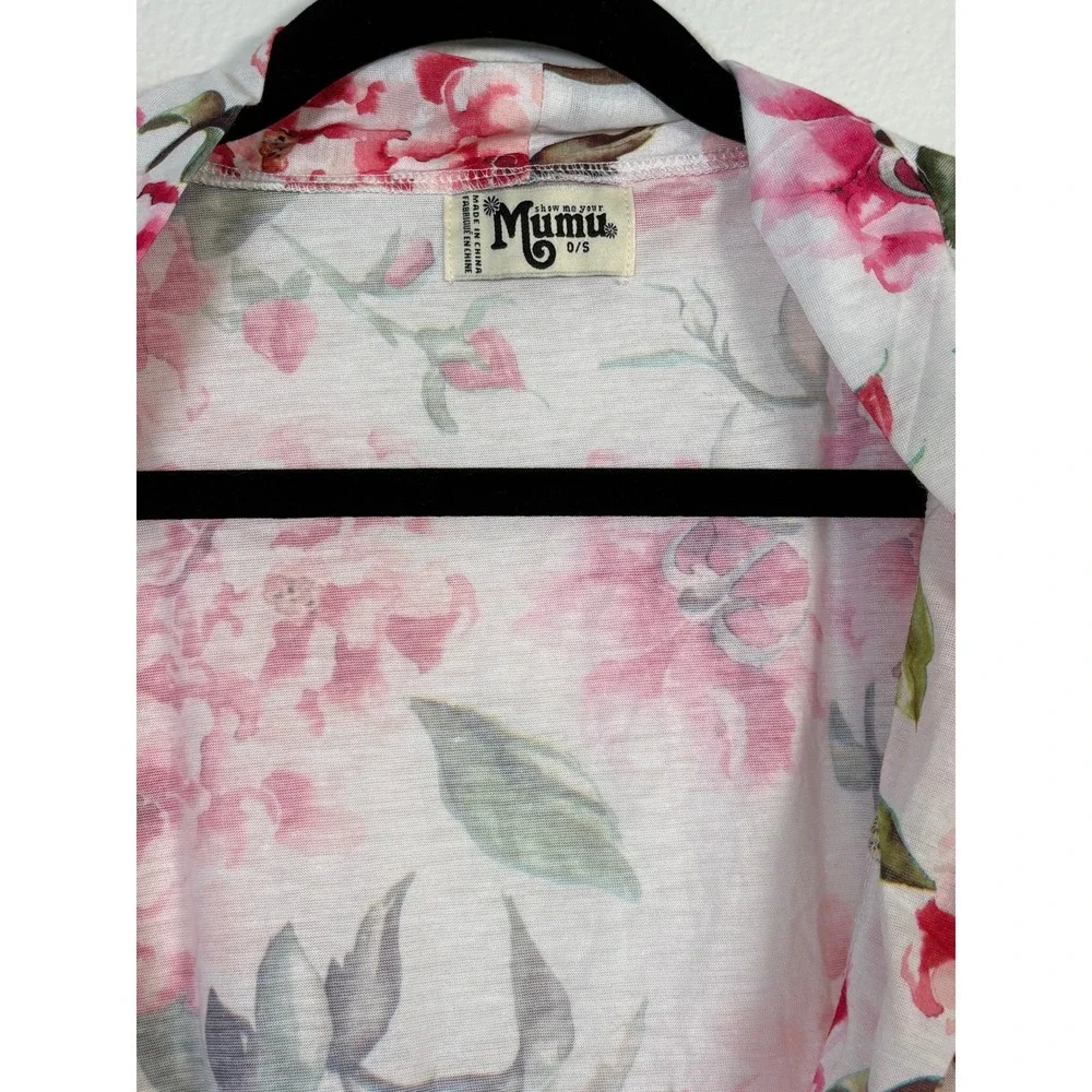 Show Me Your Mumu Floral Robe Pink White Green Wrap High Low One Size OS